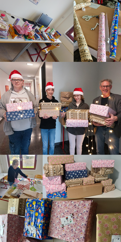 Eine Collage, die Impressionen der Weihnachtskonvoi-Aktion zeigt.