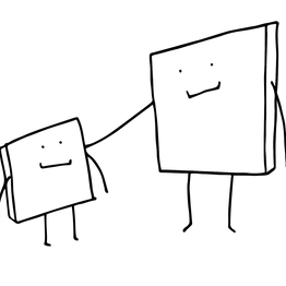 Eine Figur, die einer anderen Figur auf die Schulter klopft.